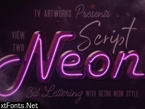 Script Neon 3D Lettering View 2