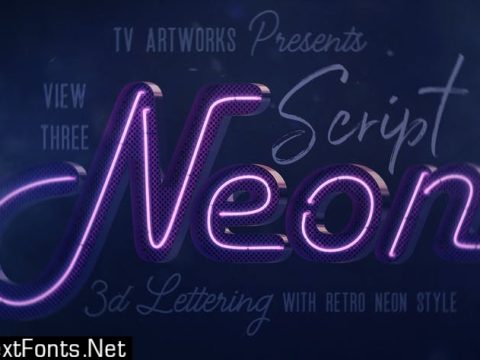 Script Neon 3D Lettering View 3