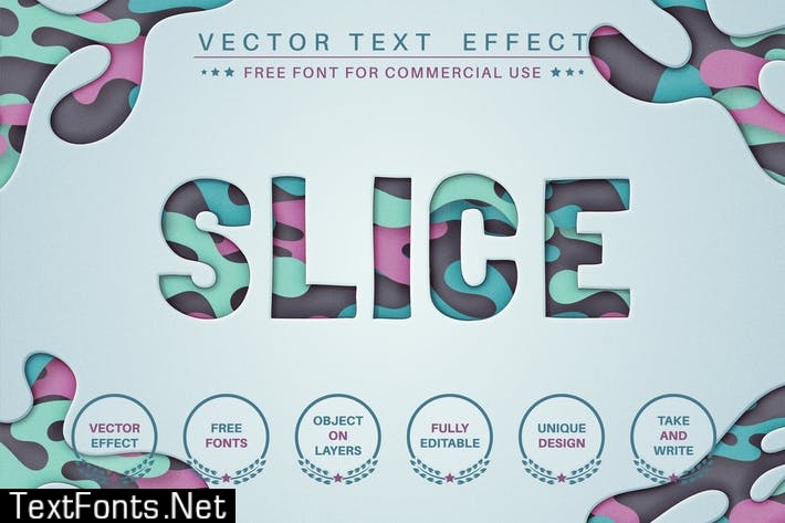 Slice paper - editable text effect, font style