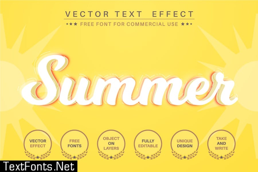 Sun rise - editable text effect, font style