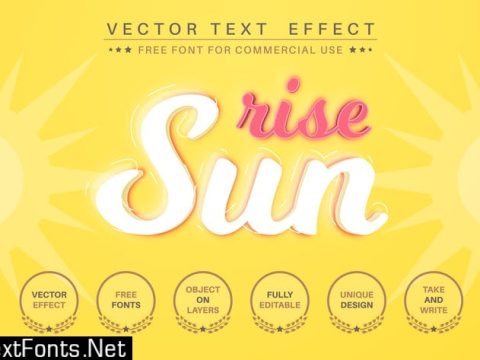 Sun rise - editable text effect, font style