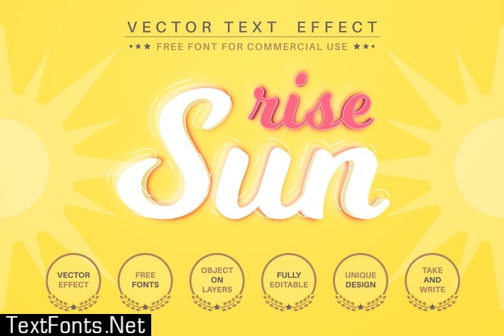 Sun rise - editable text effect, font style