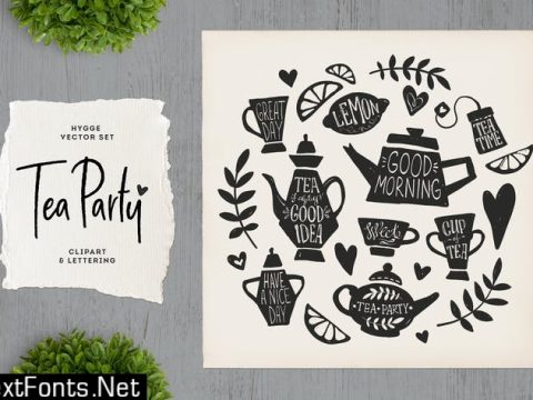 Tea Party Clipart & Lettering