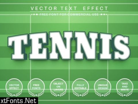 Tennis sport - editable text effect, font style