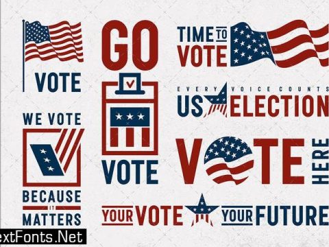 USA Election Motivation Typography And Logos Set