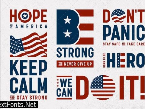 USA Patriotic Motivation Typography And Logos Set