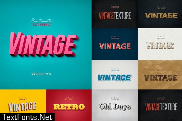 Vintage Retro Text Effects Col 8