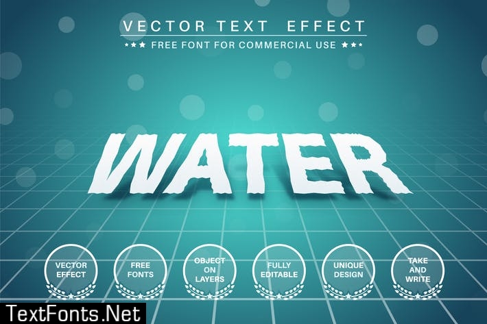 Water paper - editable text effect, font style