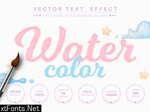 Watercolor - editable text effect, font style