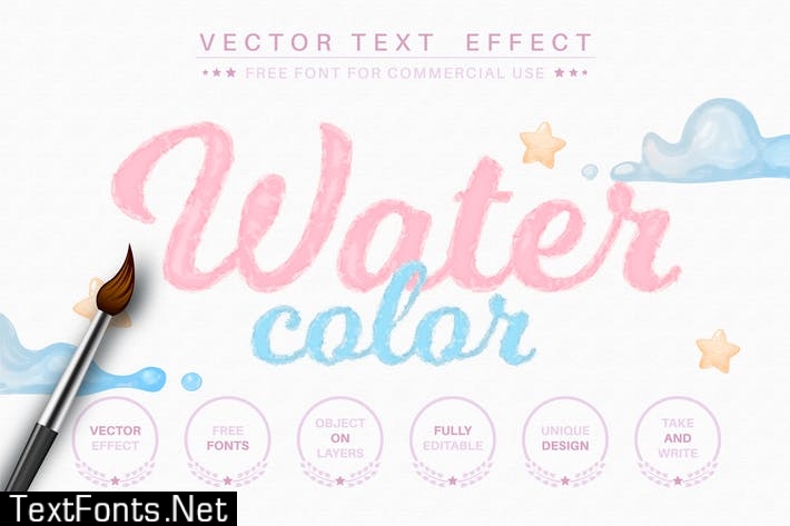 Watercolor - editable text effect, font style