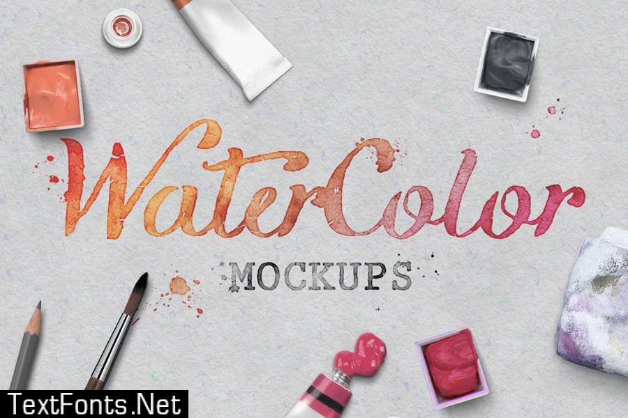 Watercolor Scene Text Mockups