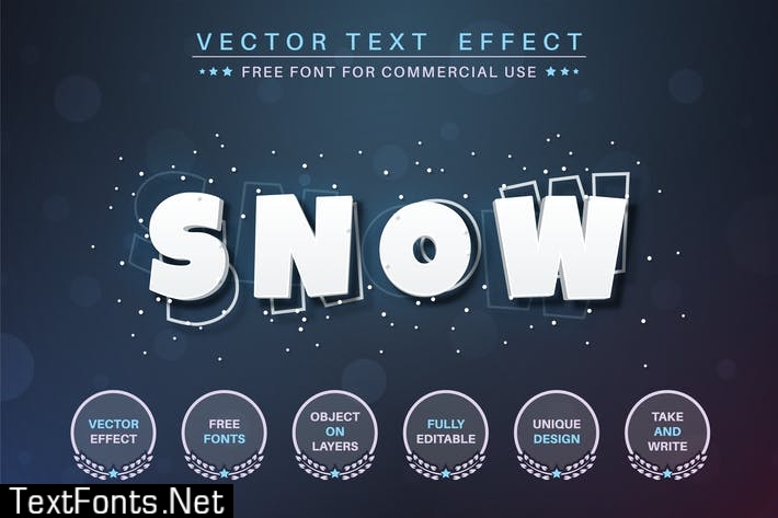 White snow - editable text effect, font style