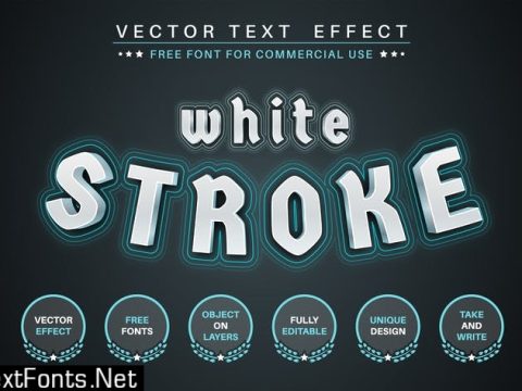 White stroke - editable text effect, font style