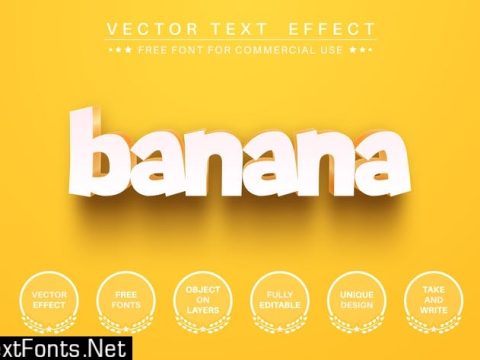 Yellow banana - editable text effect, font style.