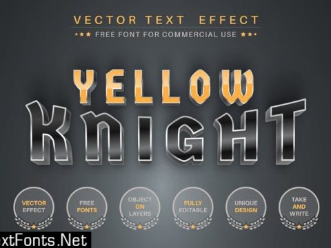 Yellow Knight - editable text effect, font style