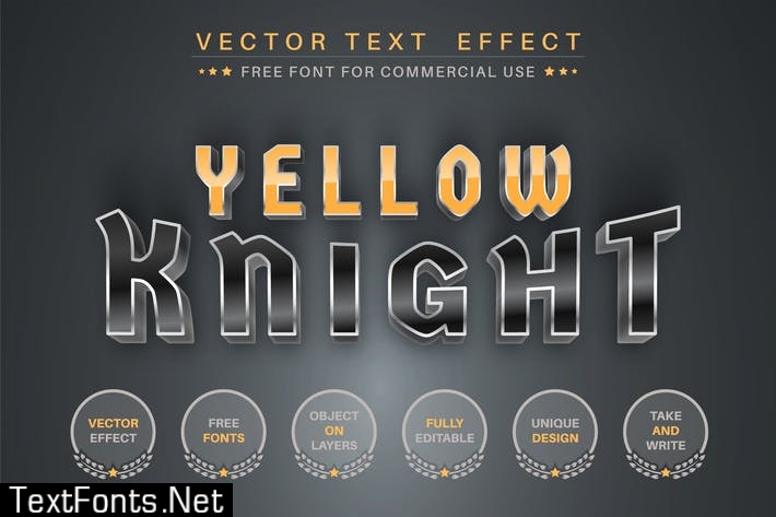 Yellow Knight - editable text effect, font style