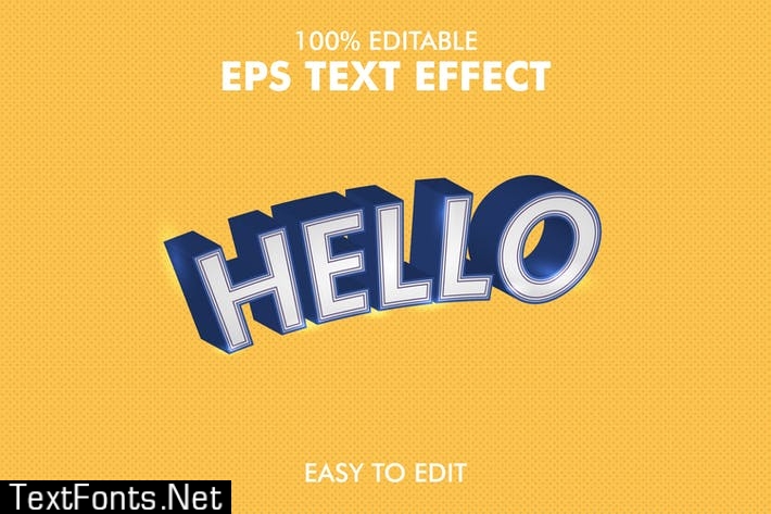 Hello - Editable 3D Text Effect EPS