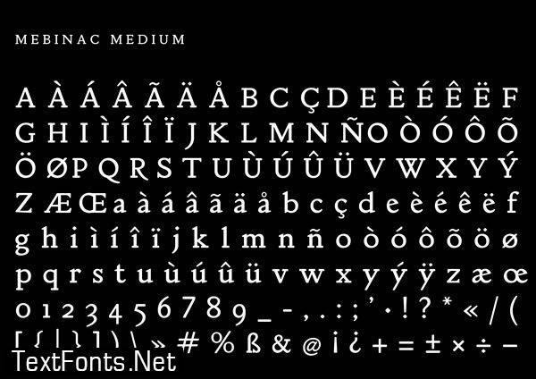 Mebinac Medium Font