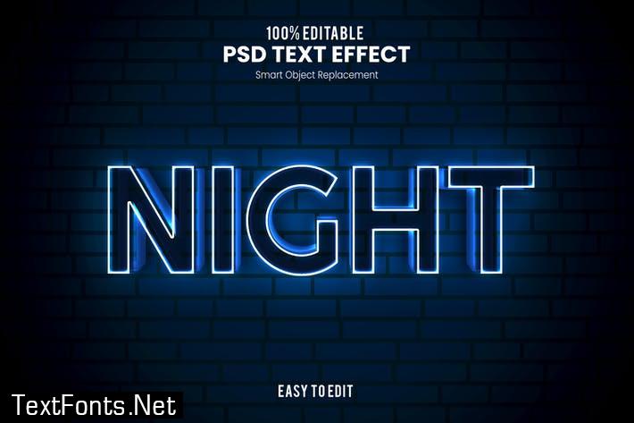 Night - Blue Neon 3D Text Effect