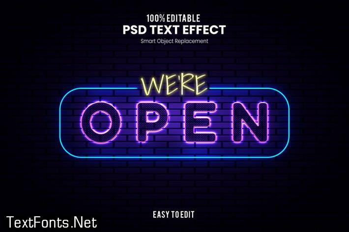 We're Open - Retro Neon Text Effect