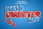 World diabetes days 3d text effect