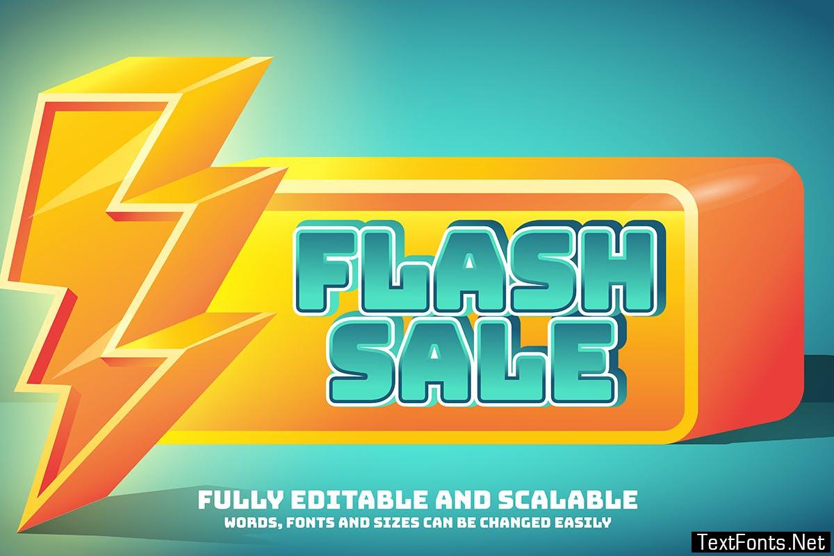 flash sale 3D text effect editable with box