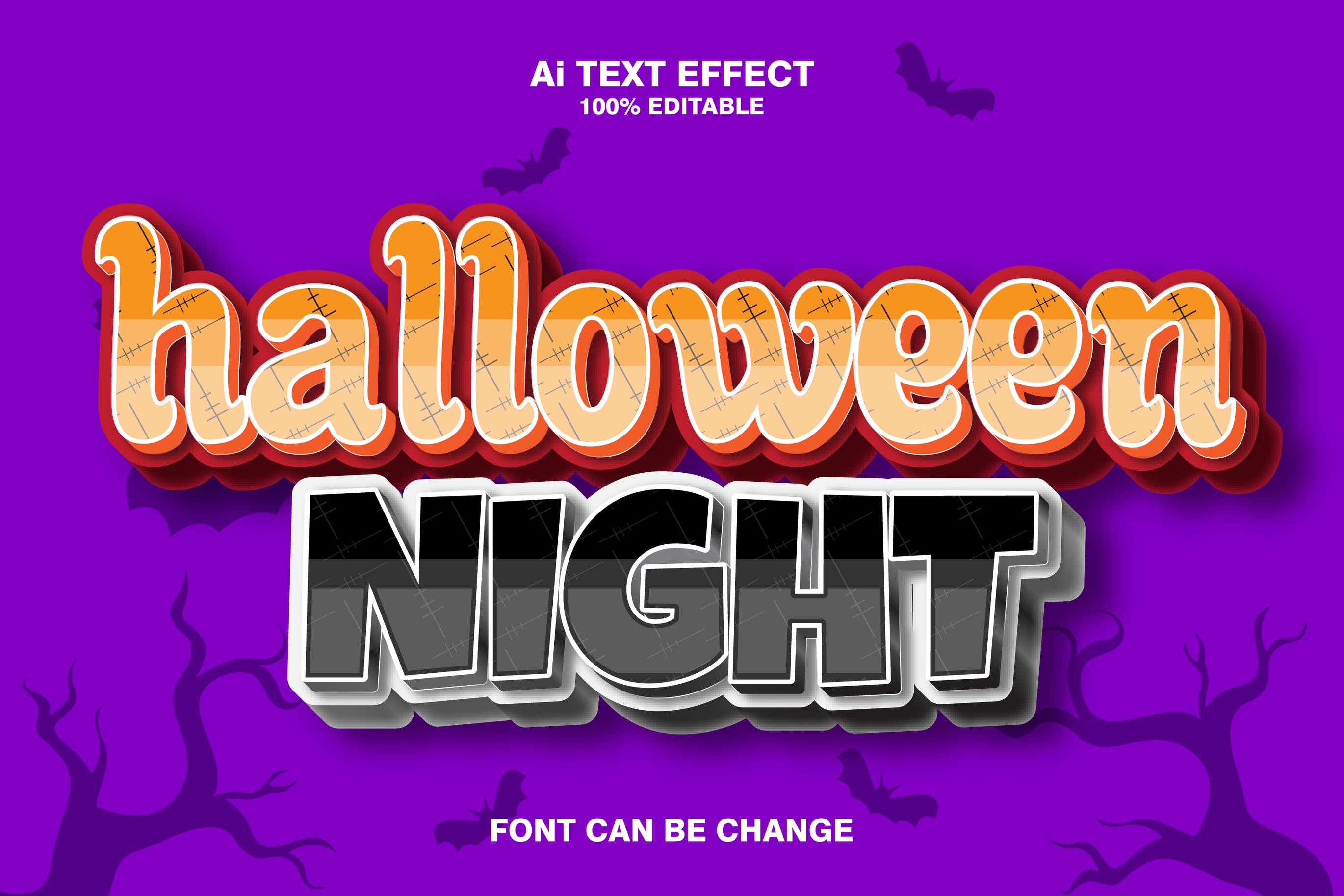 Hallowen Night 3d Text Effect