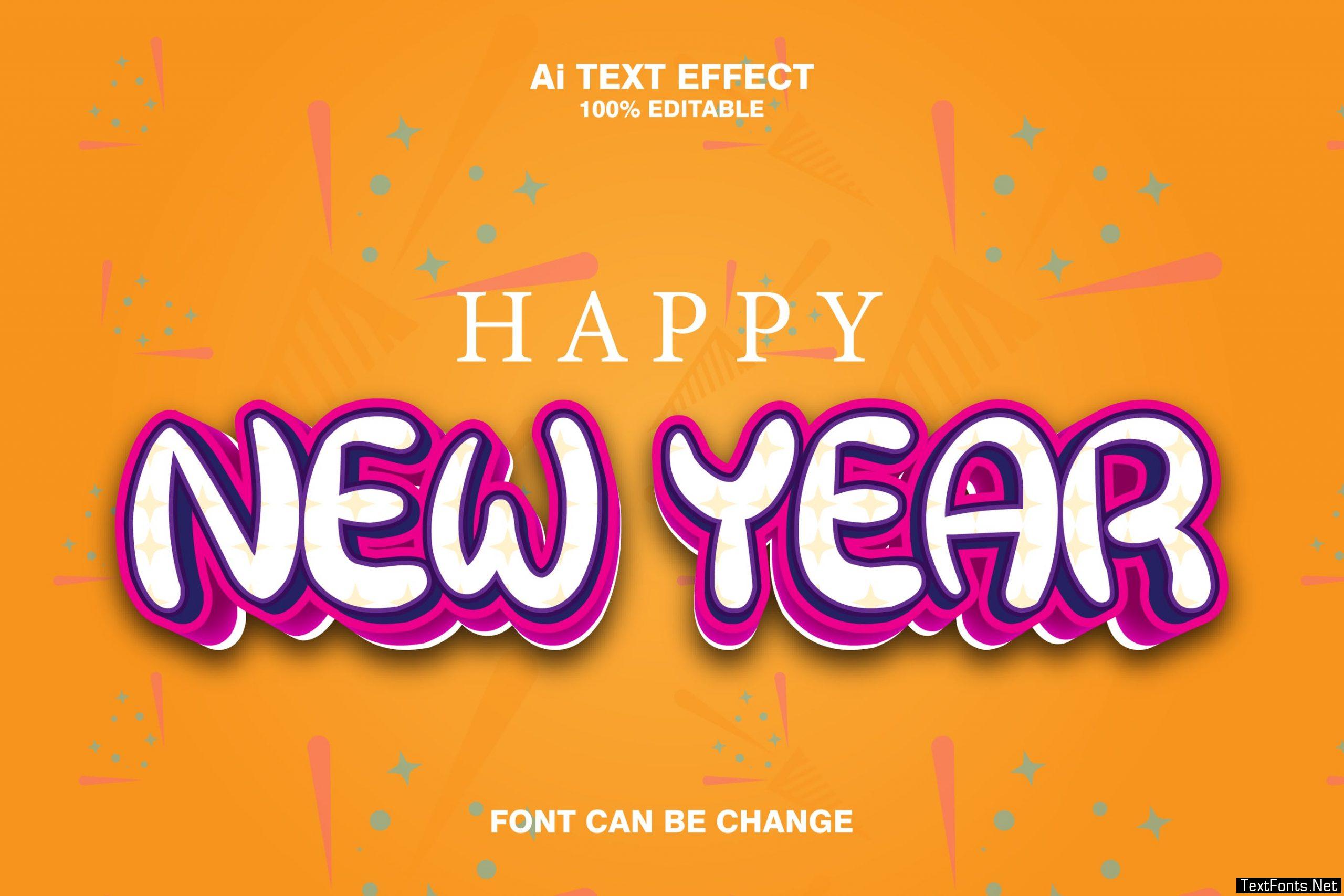 Happy New Year 3d Text Effect