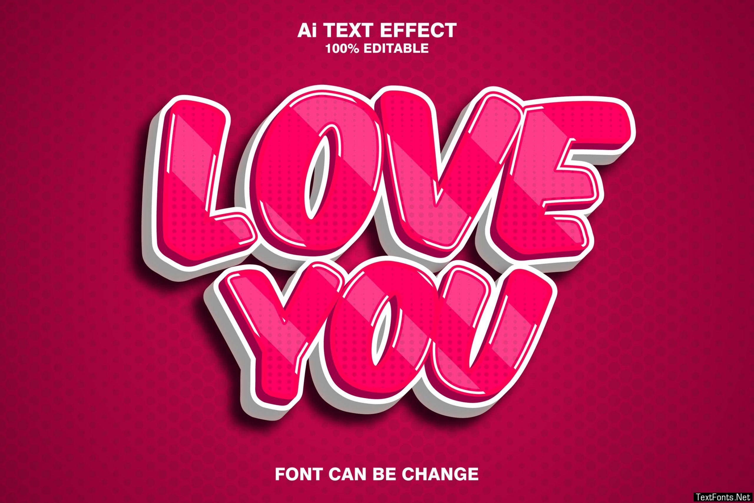 Love You 3d Text Effect