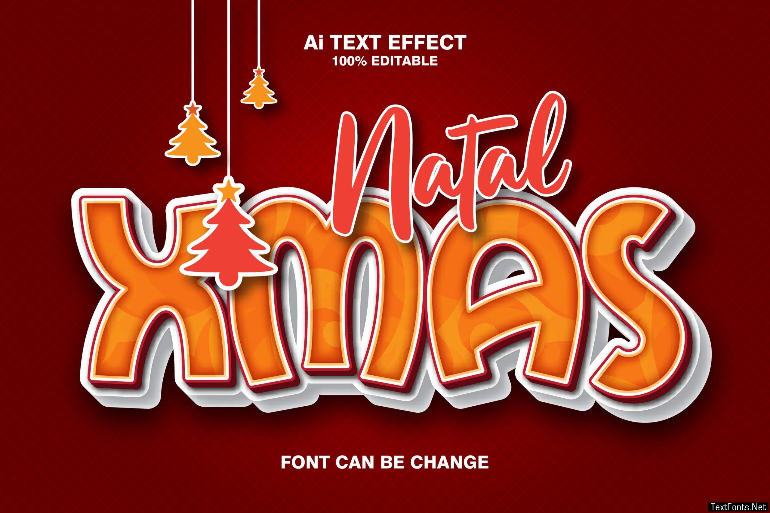 Natal Xmas 3d Text Effect ABQ824X
