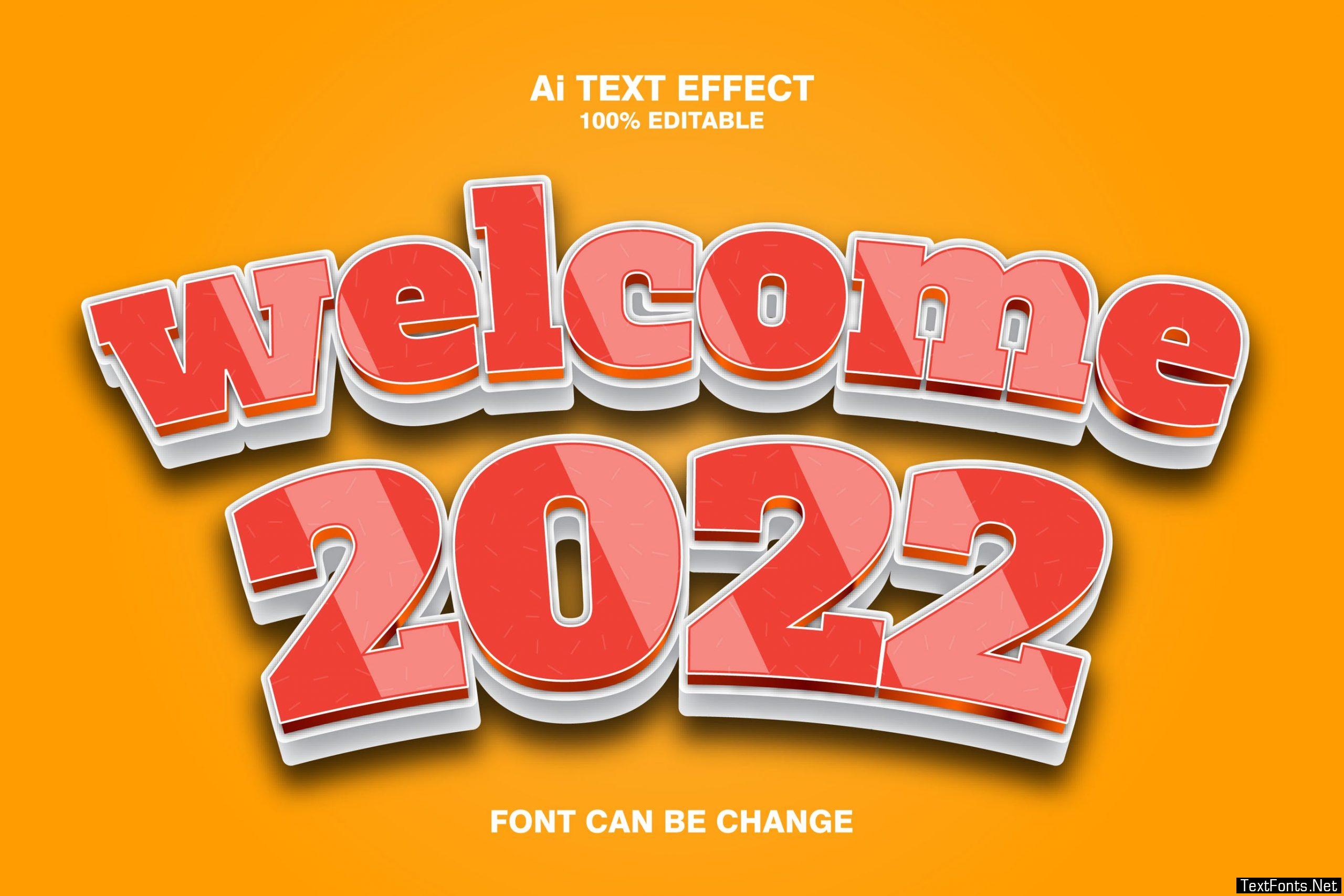 Welcome 2022 3d Text Effect