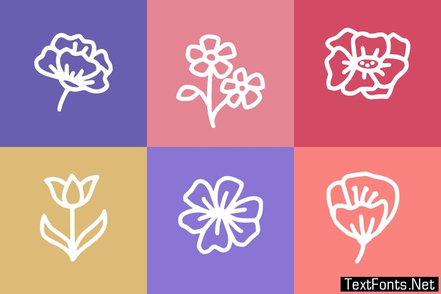 Cute Flowers Dingbat Font
