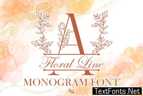 Floral Line Monogram Font