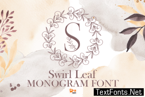 Swirl Leaf Monogram Font