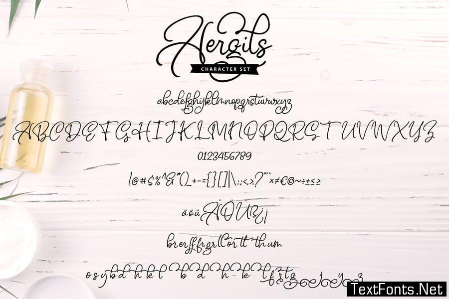 Aergils | Cursive Handwritting Script Font