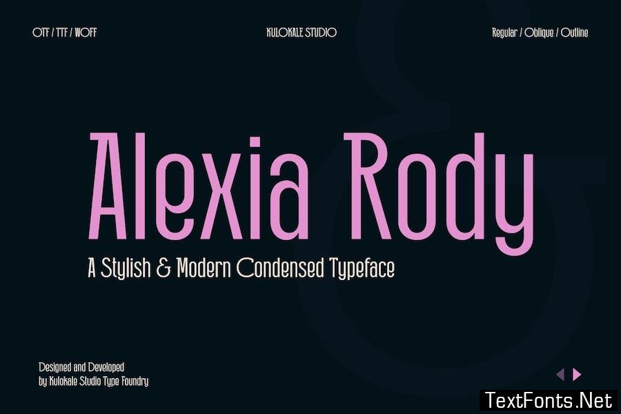 Alexia Rody Condensed Sans Typeface Font