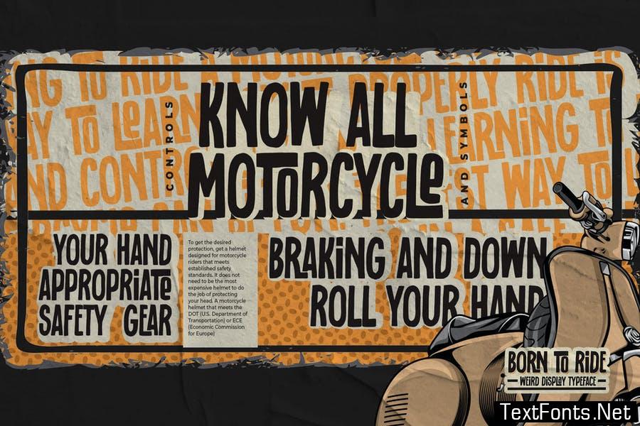 BORN TO RIDE - Weird Display Typeface Font