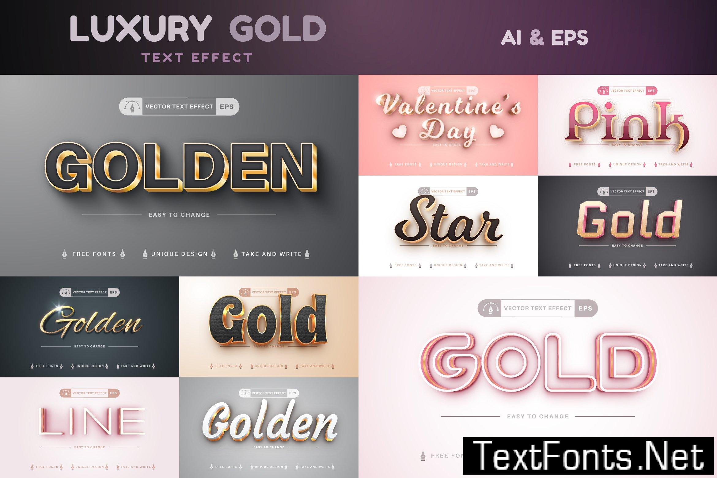 Set 10 Gold Editable Text Effects 7385662