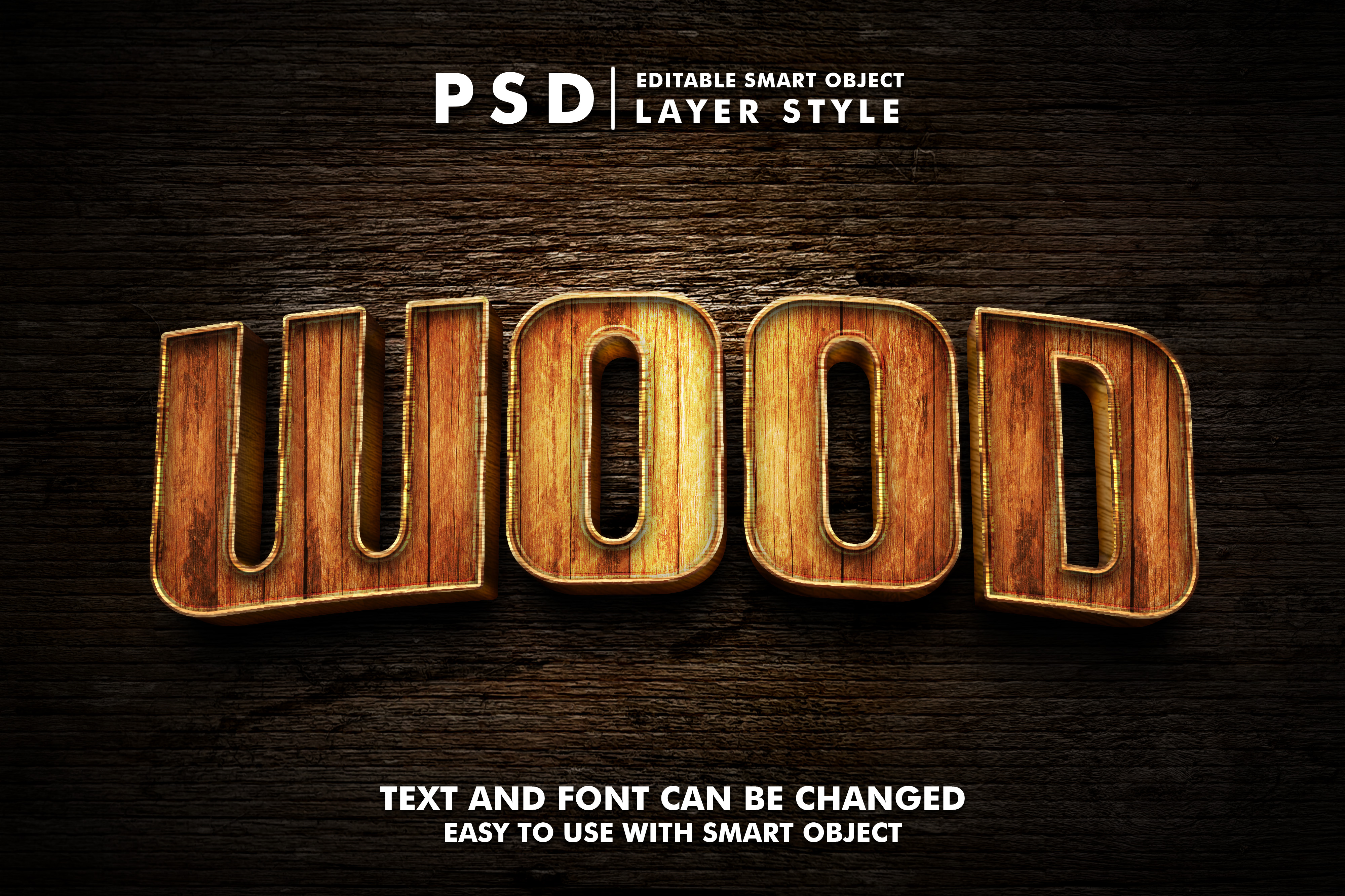 Wood 3D Realistic PSD Text Effect 38998478