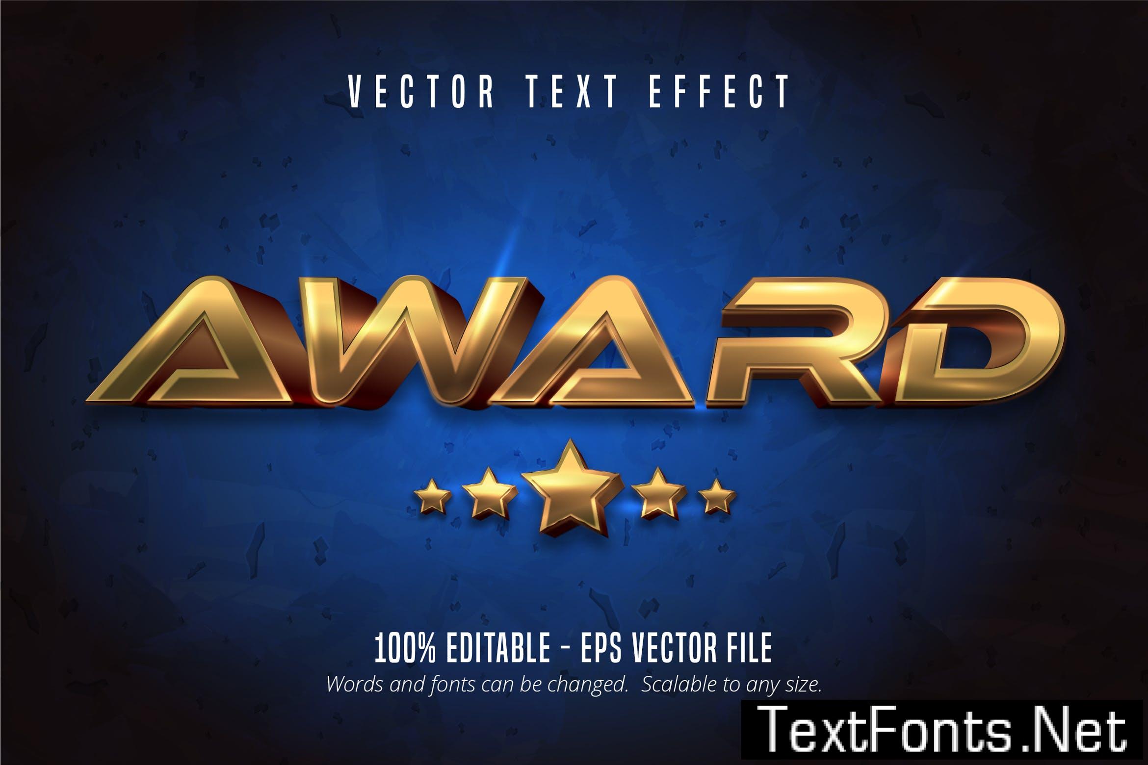 Award Editable Text Effect, Gold Font Style 32LVBNC