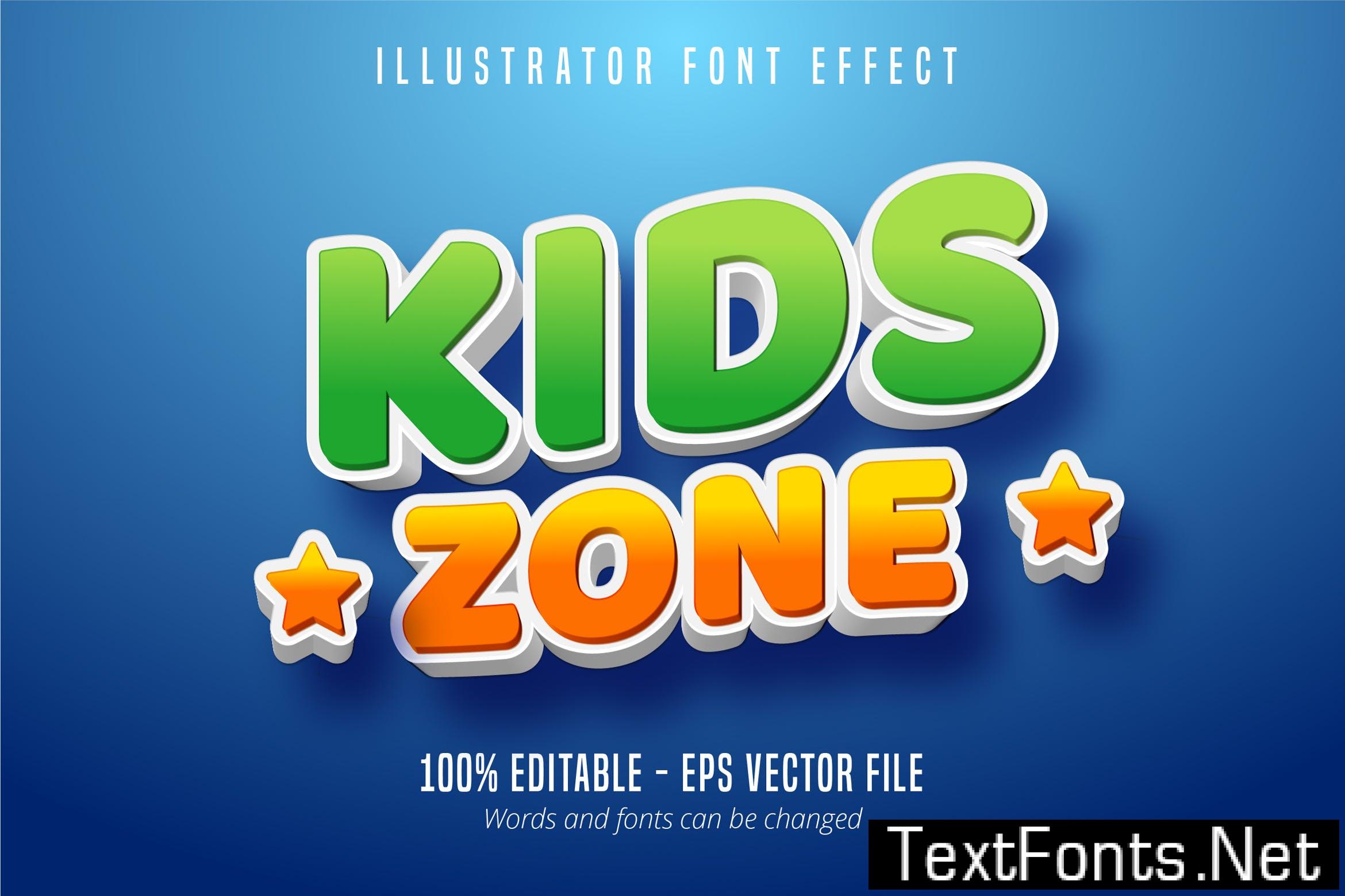 Kids Zone - Editable Text Effect, Font Style PKRTPCW