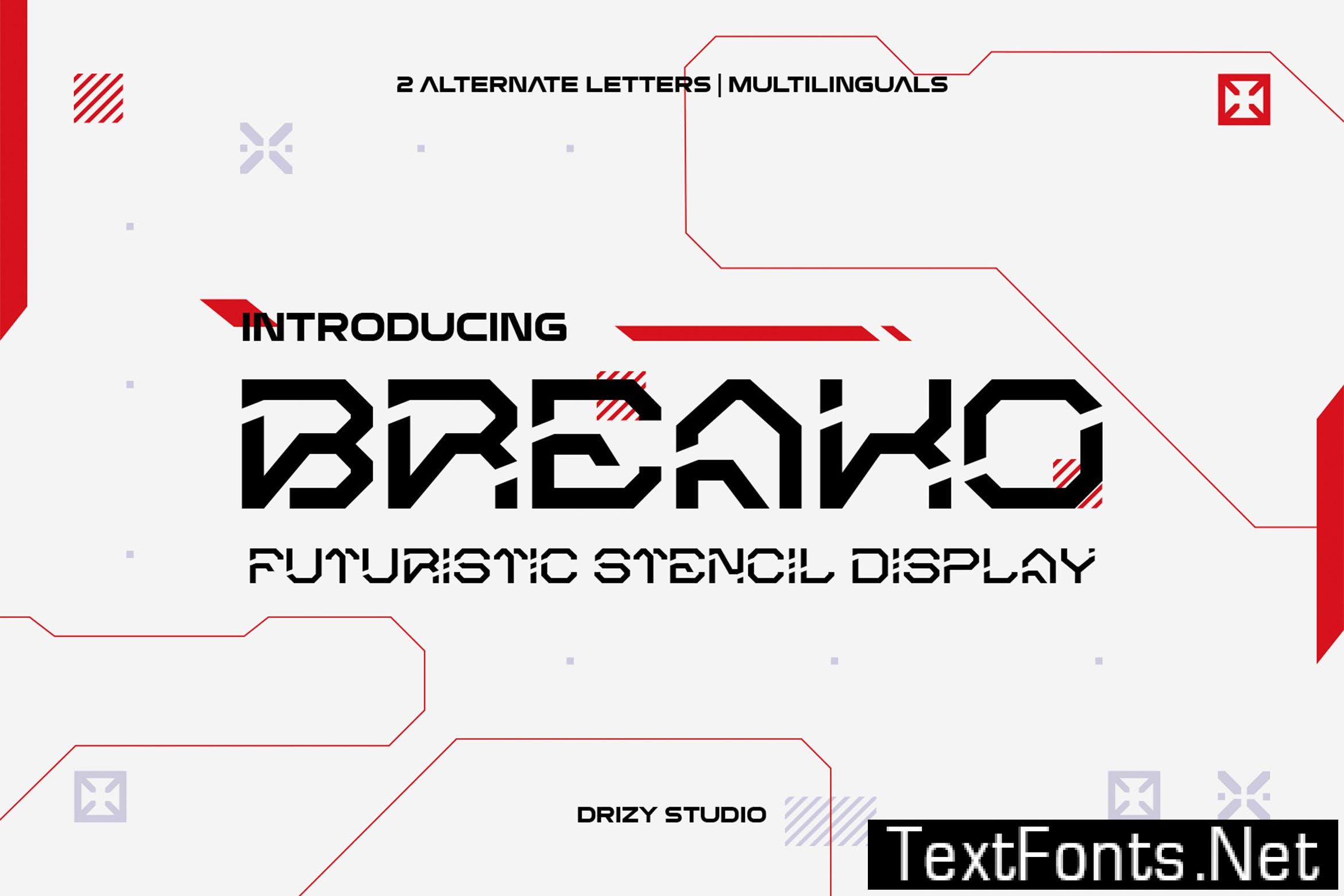 Breako - Futuristic Stencil Font FYKWL25